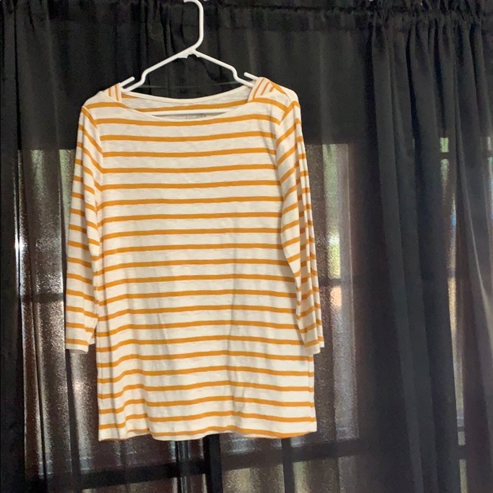 Mustard and cream 3/4 sleeve blouse